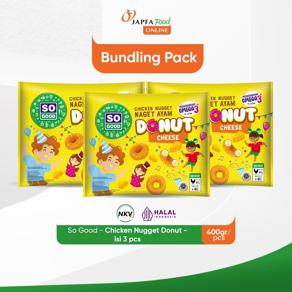 

So Good Chicken Nugget Donut Cheese / Naget Ayam Keju 400gr - Isi 3 pack