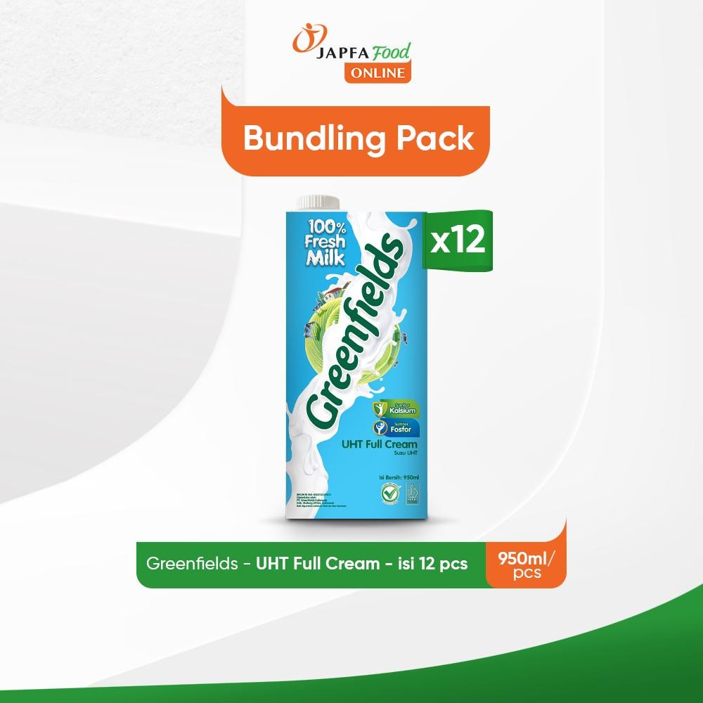 

Greenfields Susu UHT Full Cream 950ml - Paket isi 12 -100% Fresh Milk dari Greenfields Farm