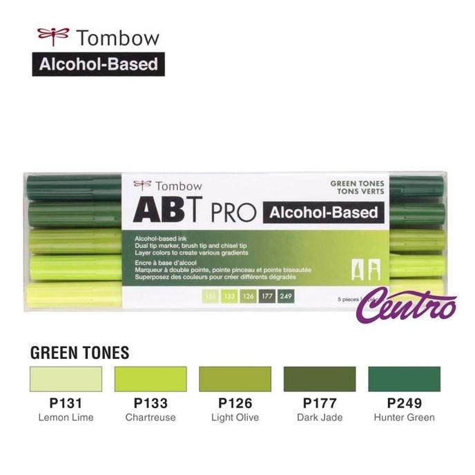 

Tombow ABT Pro GREEN Tones Art Markers Set 5 Color Dual Tip Brush Pen