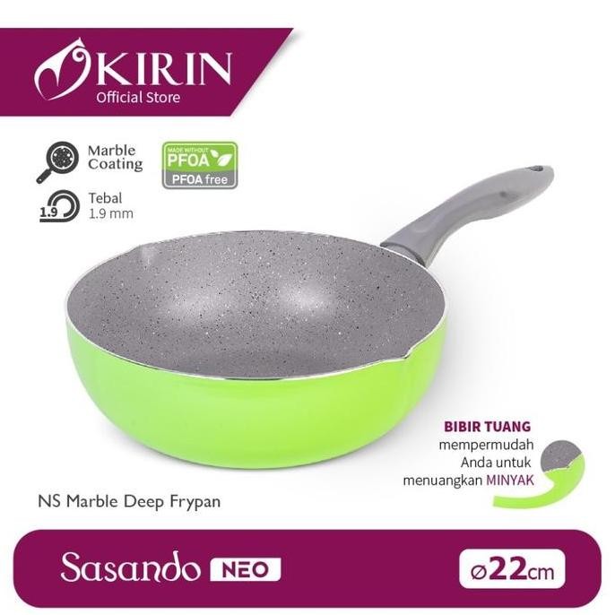 NEW Kirin Marble Frypan Deep Sasando NEO 22 cm Marble Wajan