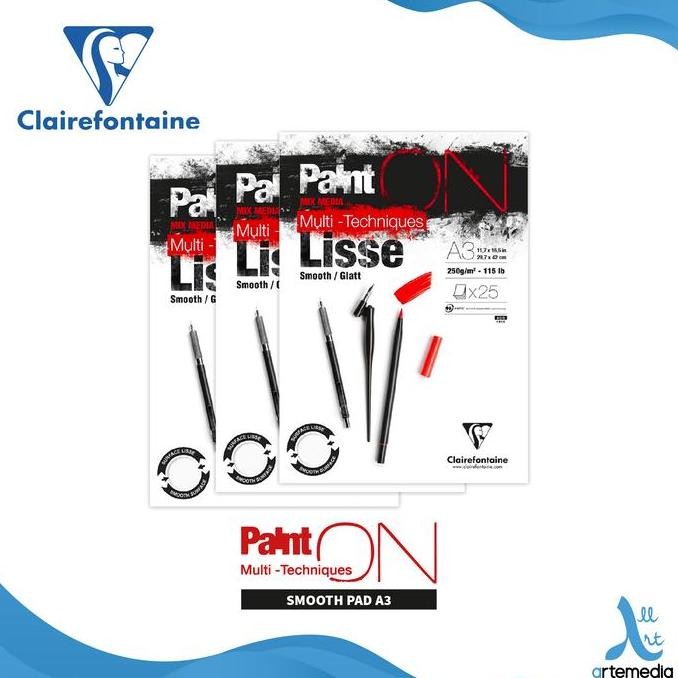

TERLARIS - Kertas Gambar Clairefontaine Paint On A3 Smooth Multi Techniques Pad