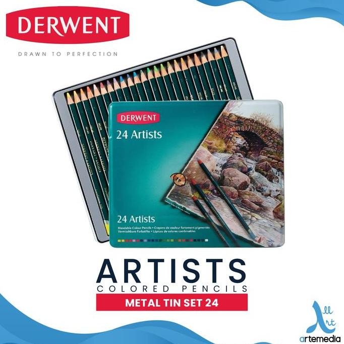 

BEBAS ONGKIR - Pensil Warna Derwent Artists 24 Pencil Color Metal Tin Set