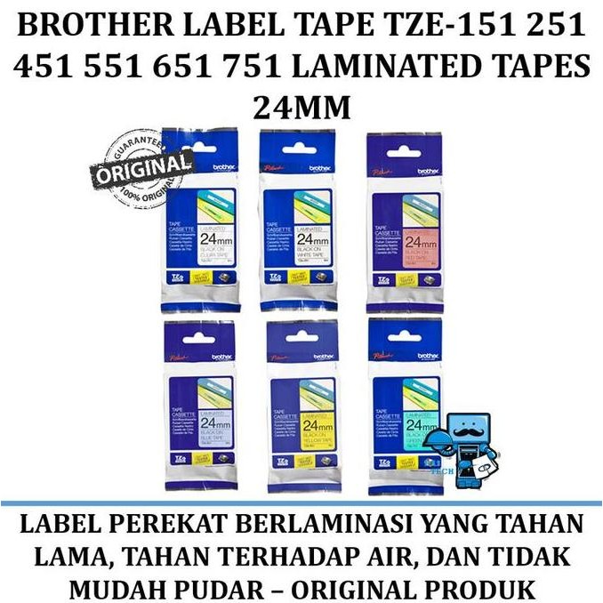 

Brother Label Tape Tze-151 251 451 551 651 751 Laminated Tapes 24Mm