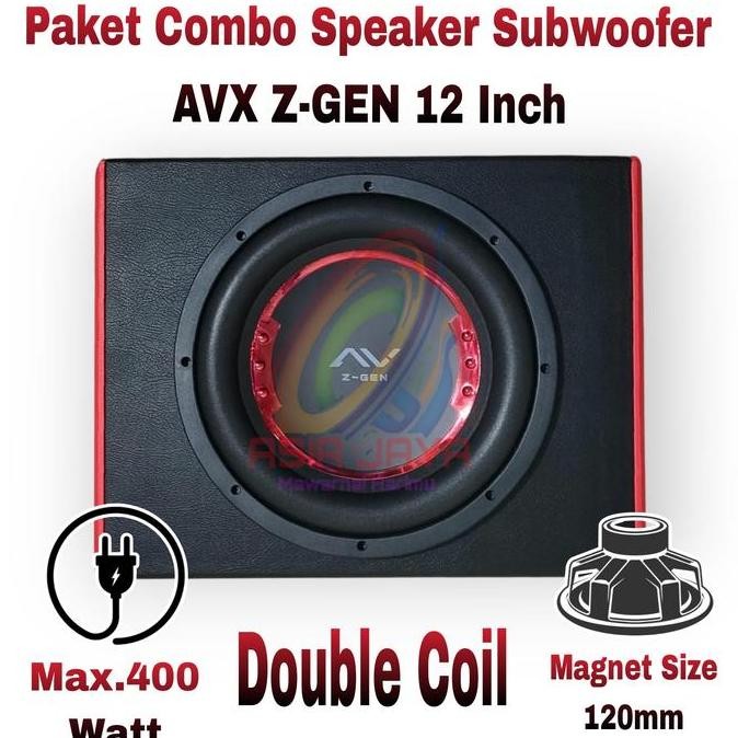 Paket Combo Speaker Subwoofer AVX Z-GEN 12 Inch Double Coil Plus Box 12 Inch Red