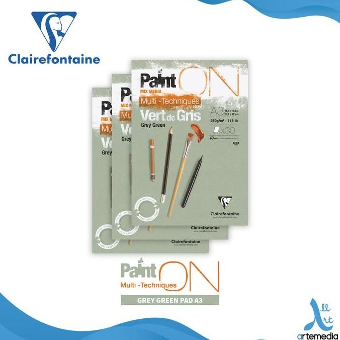 

Sale Kertas Gambar Clairefontaine Paint On A3 Grey Green Multi Techniques