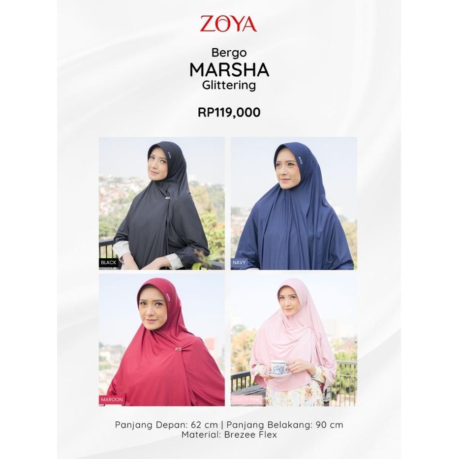 RHS Zoya bergo Marsha Glittering -  Jilbab Instan Wanita Muslim Pad Syari