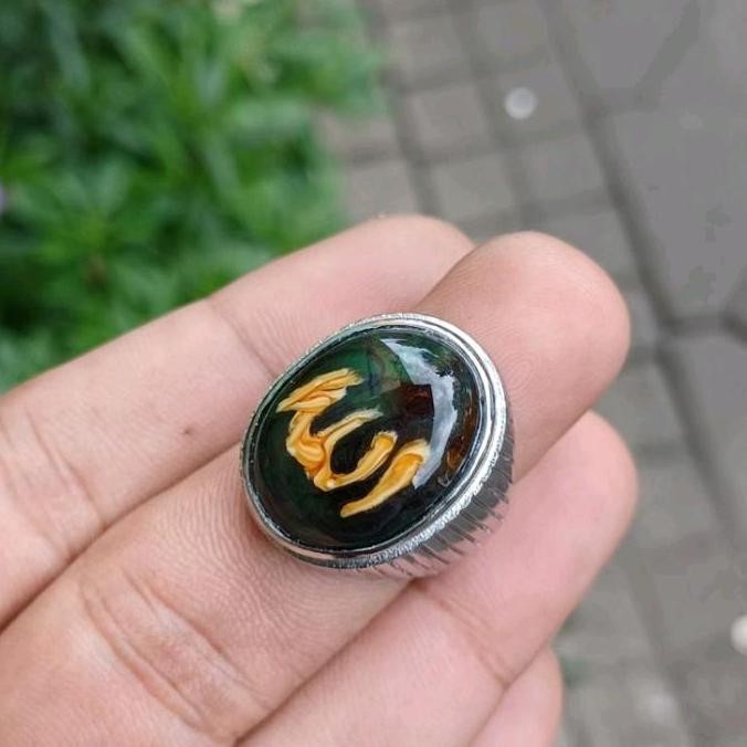 Baru Cincin Batu Akik Pancawarna Lafadz Allah Original