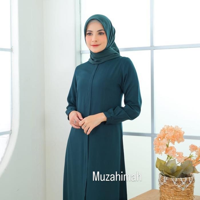 Abaya Baju Gamis Busana Muslimah Modren Hijau Botol Wanita - Dress Syari