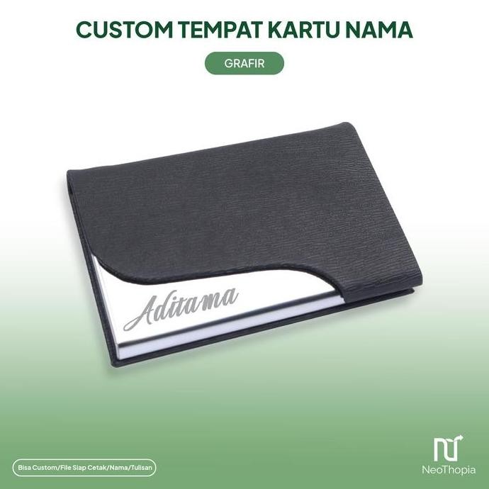 

New Custom Tempat Kartu Nama Stainlesss Laser Grafir Name Card Holder