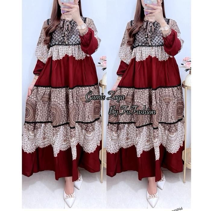 RHS GAMIS ZOYA MOTIF BUNGA RENDA PREMIUM