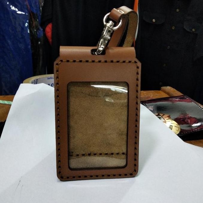 

New Nametag id card Holder asli kulit polos
