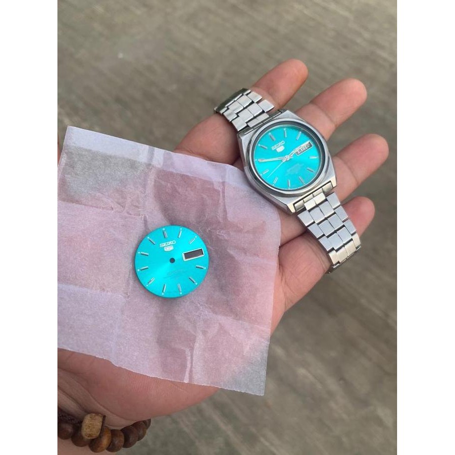 Baru PLAT DIAL SEIKO 5 SPORTS 28,5 MM TIFFANY BLUE CAL 7009 NH36 7S26 6309