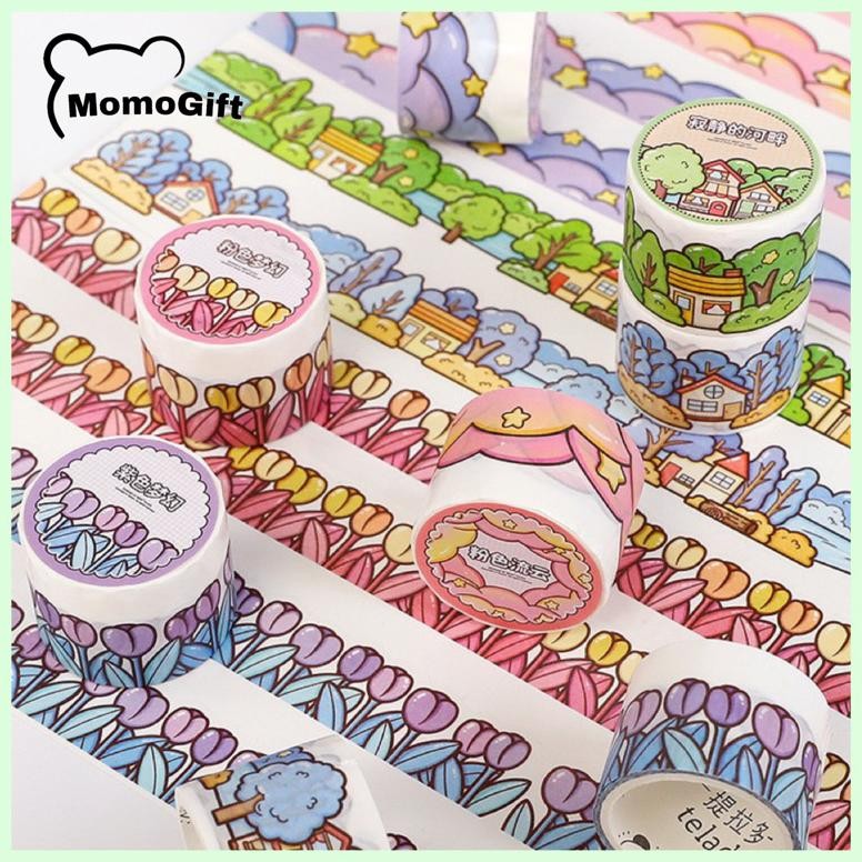 

Rd1- Washitape Masking Tape Stiker Buat Dekor Buku Jurnal Frame Bertema Awan Bunga Dan Rumah Tld110