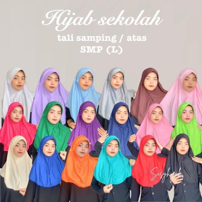 RHS Jilbab Sekolah SMP L HEMY Serut Rabbani Pita Atas