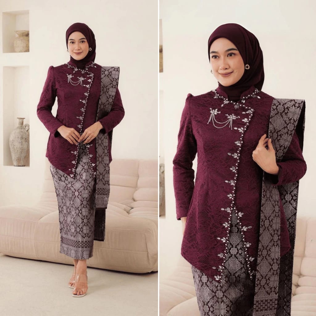 HOT SALE NEW free hijab /Set Kebaya Janggan Modern - kebaya tunangan /Kebaya Wisuda Lamaran Tunangan