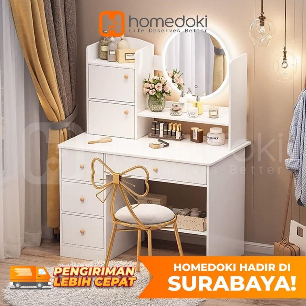 Homedoki Surabaya - Meja Rias Minimalis Nordic Kayu
