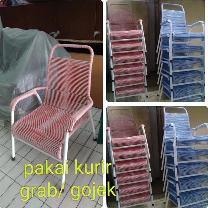 kursi santai besi tali plastik