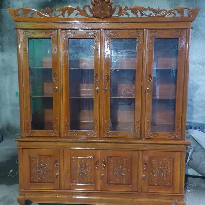 LEMARI JATI PAJANGAN, BUFET JATI KACA, BUFET PAJANGAN JATI