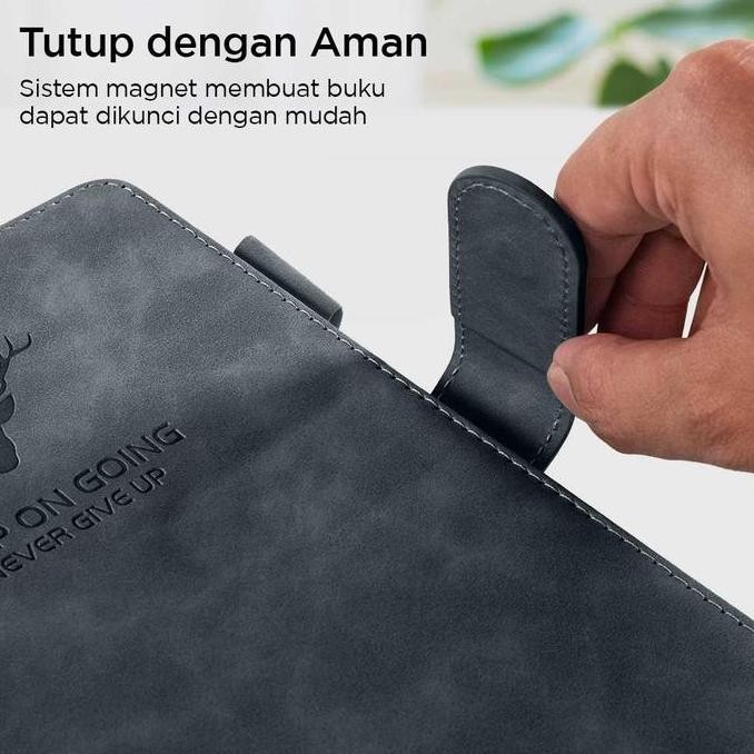 

Buku Catatan Notebook Diary Harian A5 Cover Kulit Pu Magnetik Buckle