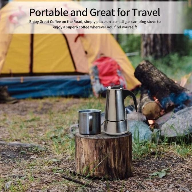 Alat Pembuat Kopi Moka Pot Espresso Maker Coffee Maker Stovetop Stainless Steel Alat Seduh Pemanas T