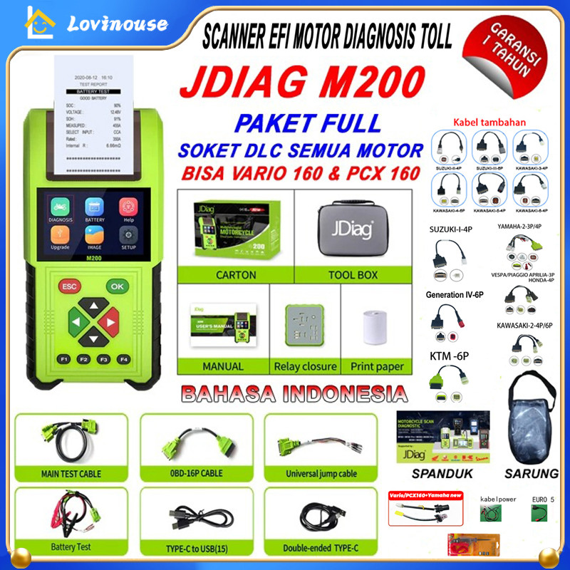 Free Penguji Tegangan-100% Ori/New-Scanner Motor JDiag M200 / M200 PRO REMAP Motor Scanner Untuk Sem