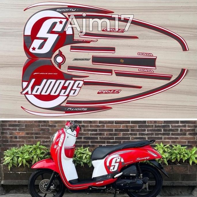 TERLARIS STIKER STRIPING MOTOR SCOOPY 2015 2016 MERAH PUTIH