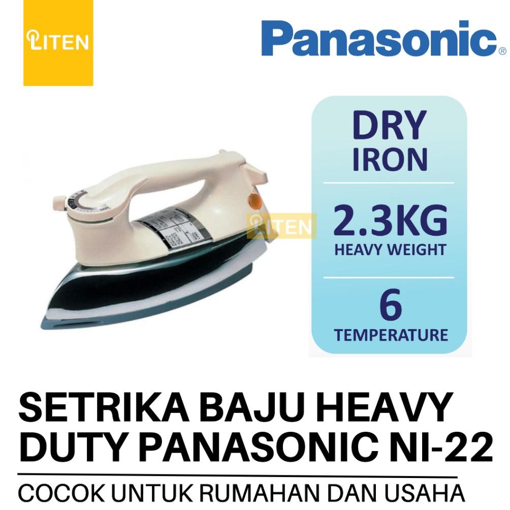 Setrika PANASONIC NI22AWT Setrika Berat Anti Lengket 450 Watt NI-22-AWT Garansi Awet Baju Kain Katun