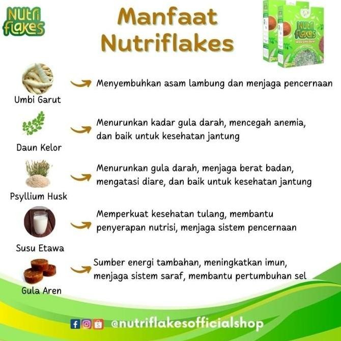 

Nutriflakes 3 Box 280Gr - Sereal Umbi Garut Dengan Psyllium Husk & Daun Kelor Asli