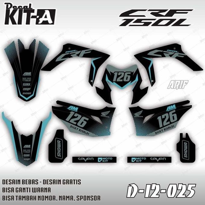 Decal Stiker CRF 150L terbaru desain Motif WARNA BIRU ABU D-I2-025