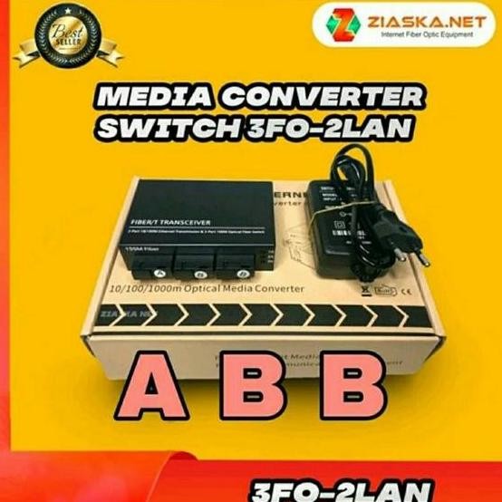 Media Converter 3 Fo- 2 Cassing Lan 100 Mbps Fo 3Fo Cassing