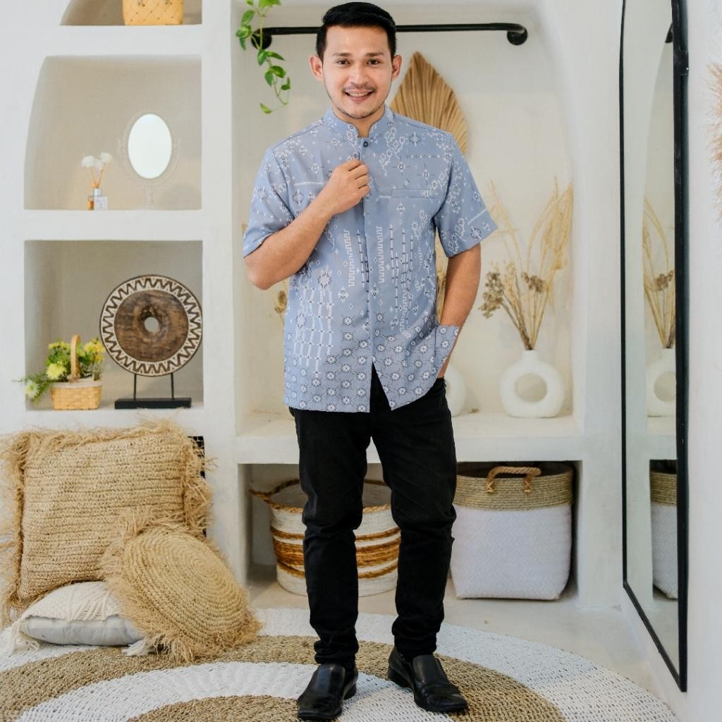 Bsh Baju By Lora - Gamis Couple Keluarga Seravina Grey | Set Gamis Koko Terbaru Lebaran 2025