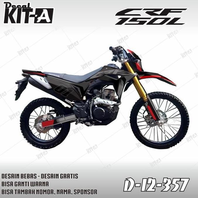 Decal CRF 150 L - simple hitam merah abu D-I2-357
