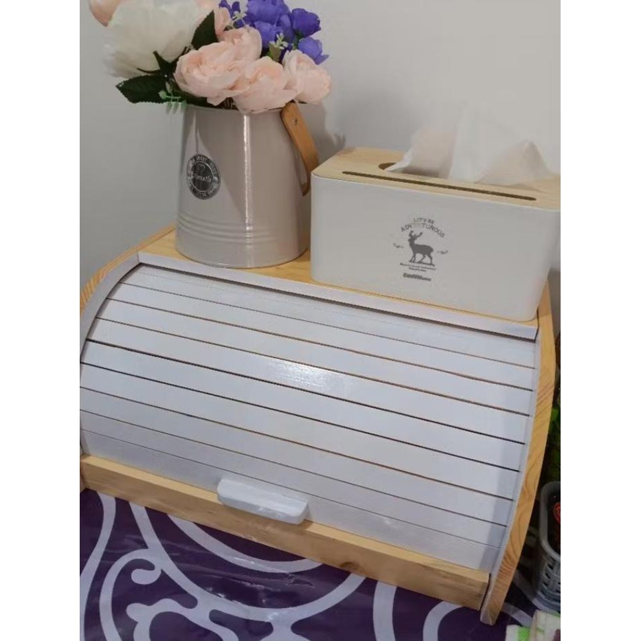 WSS box kotak penyimpan makanan | bread box kayu pinus Buah Penyimpanan