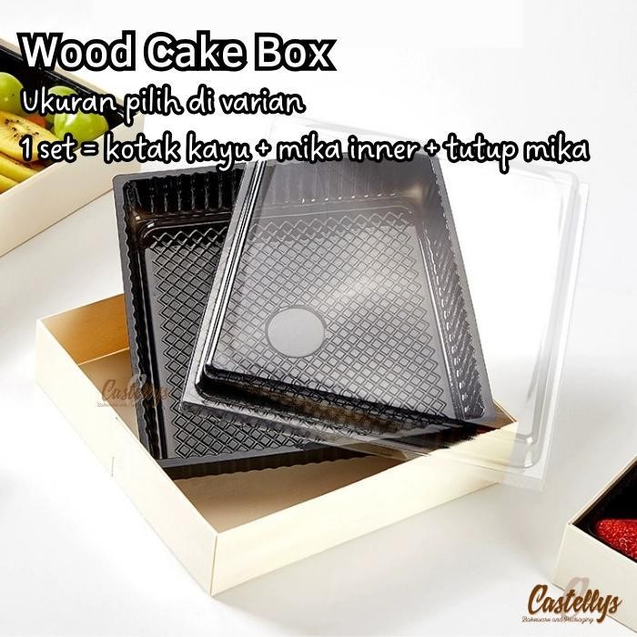 

WSS Wood Cake Box Kotak Kayu Kue Sushi Pudding Buah Dessert Box Tiramisu Hampers Natal Imlek Lebaran dll