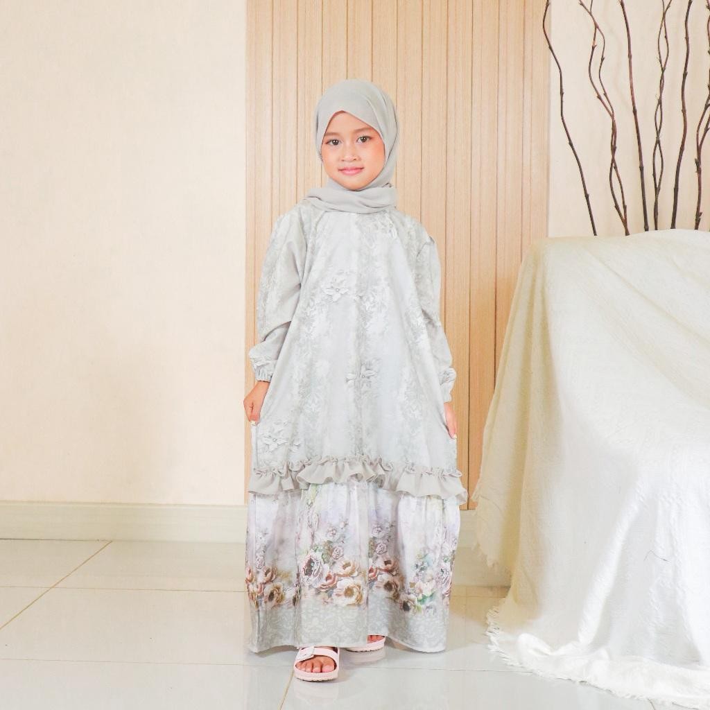 Bsh Gamis Couple Alisha Dress Gamis Ibu Dan Anak By Sebbie, Dress Couple Ibu Anak Motif Bunga, Dress