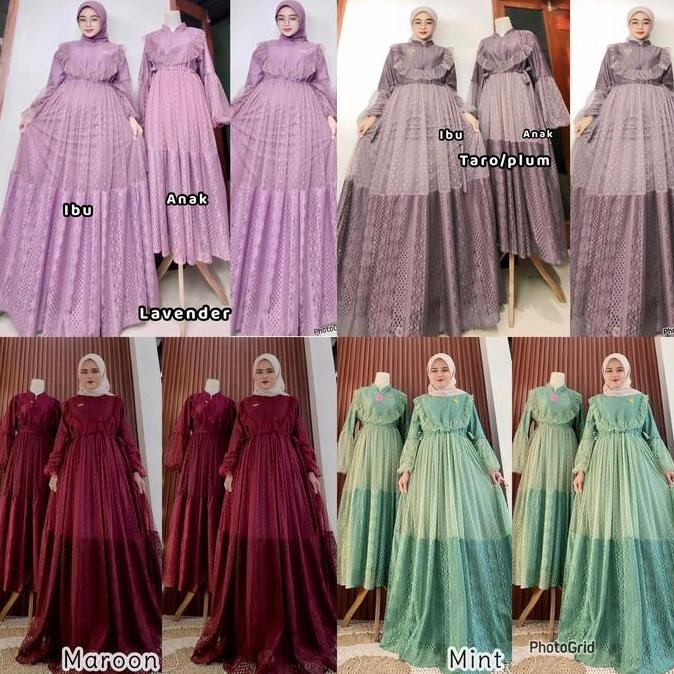 BSH Dress MAHIRA GAMIS SARIMBIT IBU ANAK couple keluarga  LEBARAN 2025 Dress Pesta Malika Gamis Musl