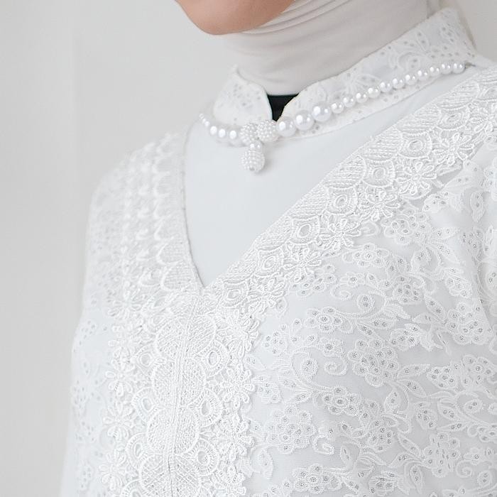 EF AGF - Gamis Putih Premium Baju Lebaran 2025 Gaun Pesta Mewah Simple Elegan Aesthetic Wanita Remaj