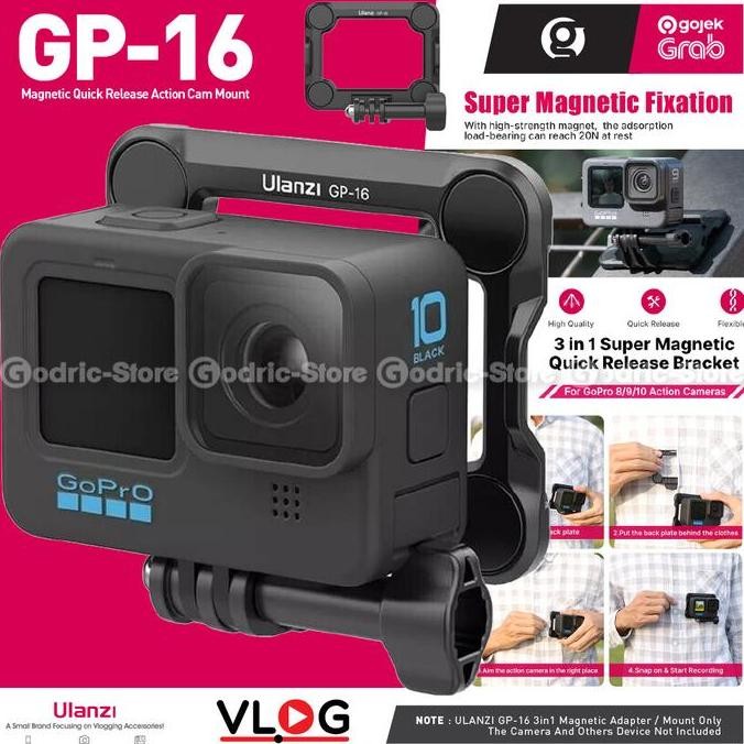 Ulanzi Gp-16 Magnetic Quick Release 3In1 For Action Camera Like Gopro