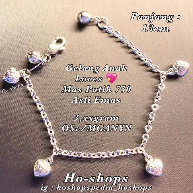 MELAYANI FAKTUR PAJAK Gelang Baby / Anak Mas Putih Kadar 750 Asli Emas