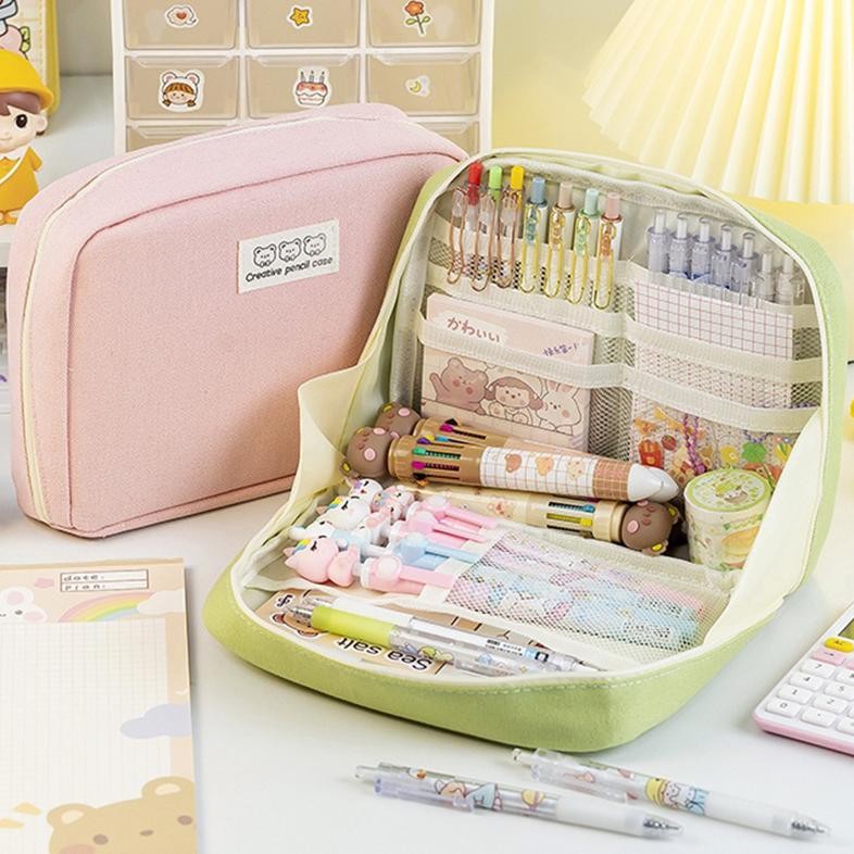 

Viral [Cod] 8-Layer Super Large Capacity Pencil Case Kawaii Canvas Pencil Box Pen Pouch Organizer For Girls Back To School Stationery Supplies Gub-103