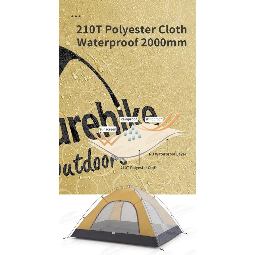 tenda 4p light NATUREHIKE NH18Z044 Professional P-Series extra ringan Camping Outdoor 4 orang kemah 