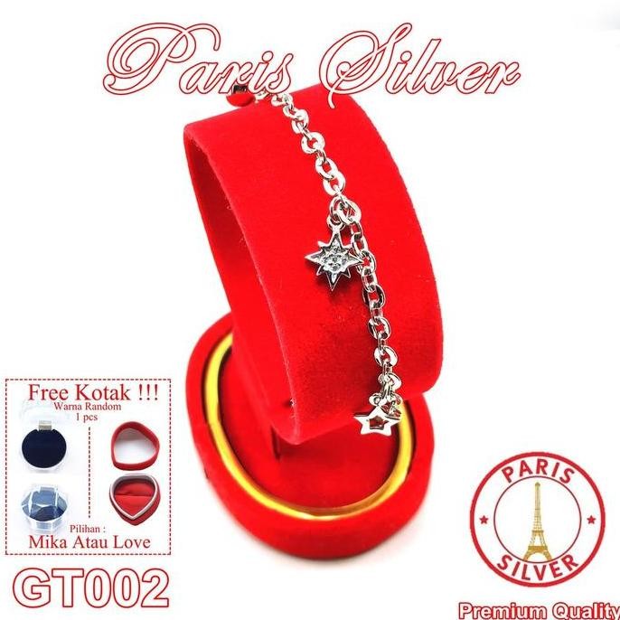 Gelang perak tangan nori florensia regal mainan bintang star silver 925 lapis emas putih korea