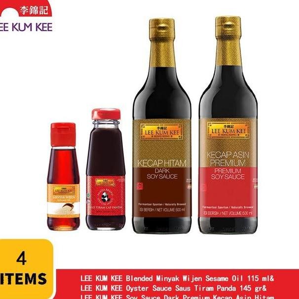 

Lee Kum Kee Minyak Wijen Campuran 115Ml Lee Kum Kee Saus Tiram Cap Panda 145Gr Lee Kum Kee Kecap Asin Hitam Ml Lee Kum Kee Soy Sauce Ml