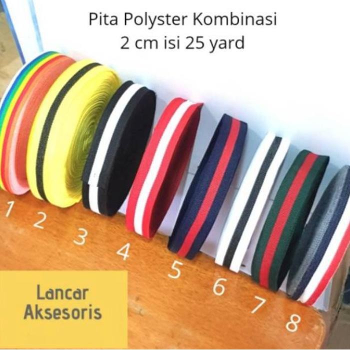 

Pita Polyster List Strip 2 Cm Isi 25 Yard / Pita Kain Craft Tas Celana Dekorasi Kerajinan