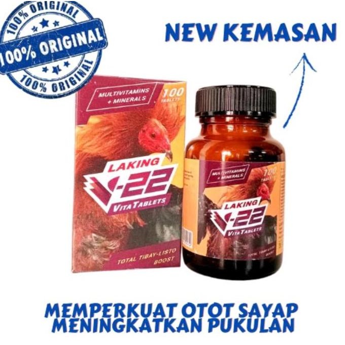 LAKING V-22 VITA TABLETS ORIGINAL ASLI FILIPINA KUAT OTOT SAYAP AYAM