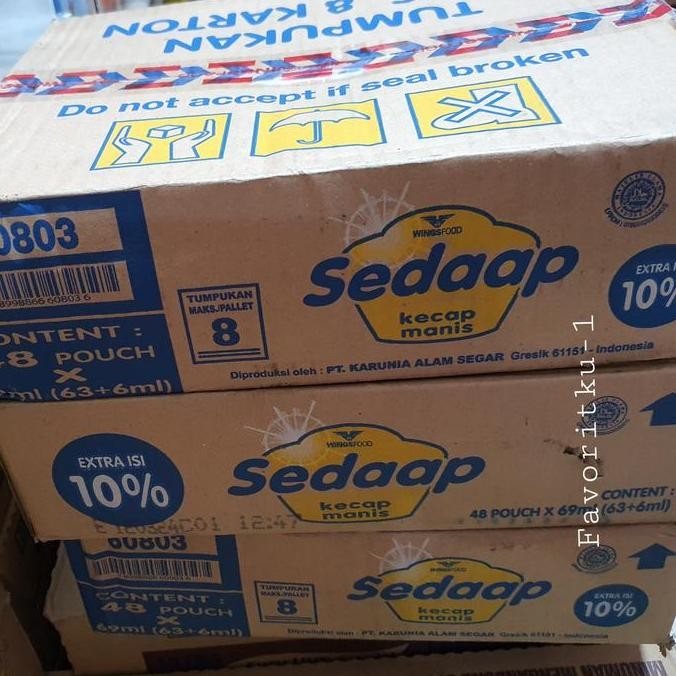 

Kecap Manis Sedaap 63 ml by Wings Food. 1 Dus Isi 48 Pouch