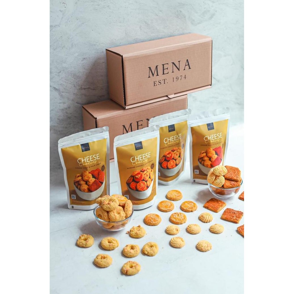 

Mena Cookies - Mix Cheese Cookies Box - 1 Box Isi 2 Pouch