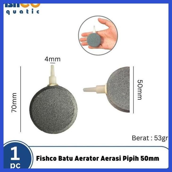 (RATUBEE) BATU AERATOR AERASI / AIR STONE GELEMBUNG UDARA PIPIH 50MM PERALATAN AQUARIUM IKAN AKUARIU