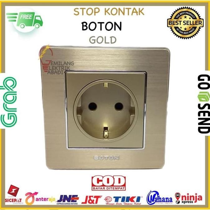 Baru Boton Stop Kontak Dinding K2-009 Gold Colokan Ac Murah