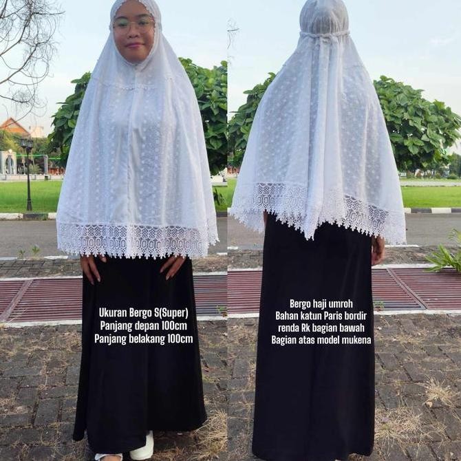 BERGO HAJI UMROH BAHAN KATUN PARIS BORDIR RENDA RK INSTAN RIDA'  PEREMPUAN   HIJAB